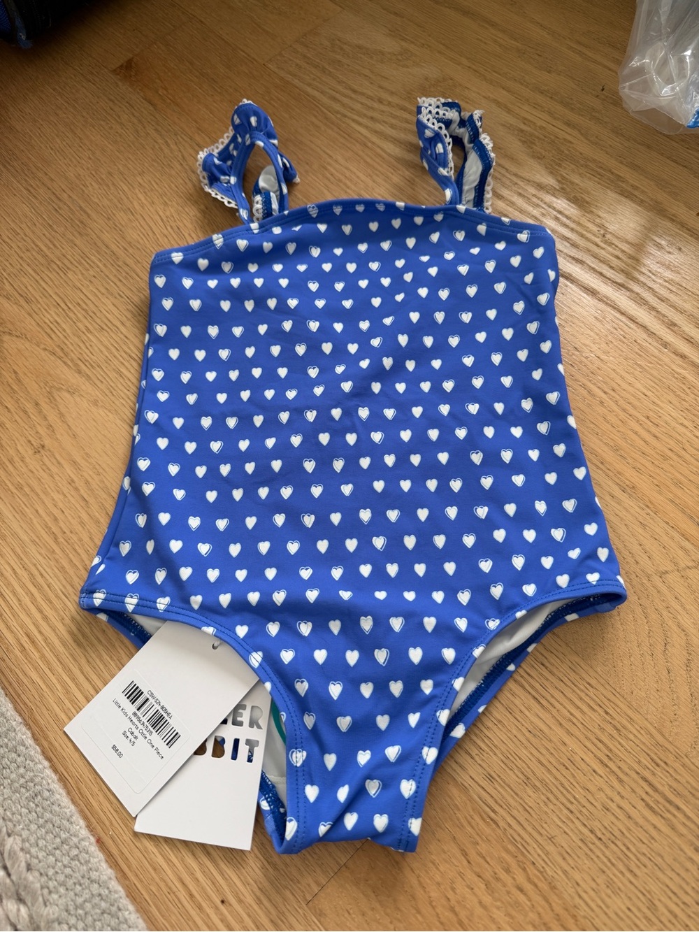 Roller Rabbit Blue Heart Print Kids One-Piece Swimsuit